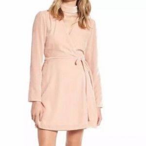 WAYF Velvet Choker Wrap Mini Dress, Size Small